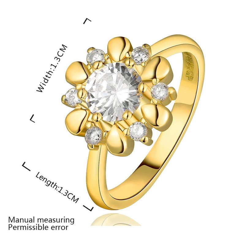 Wholesale Romantic 24K Gold Plant White CZ Ring TGGPR861 1