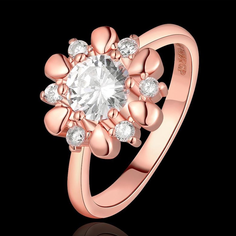 Wholesale Romantic Rose Gold Plant White CZ Ring TGGPR864 0