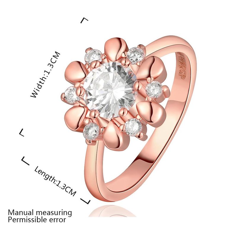 Wholesale Romantic Rose Gold Plant White CZ Ring TGGPR864 2