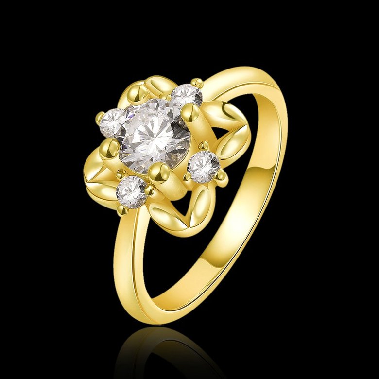 Wholesale Trendy 24K Gold White CZ Ring TGGPR883 0