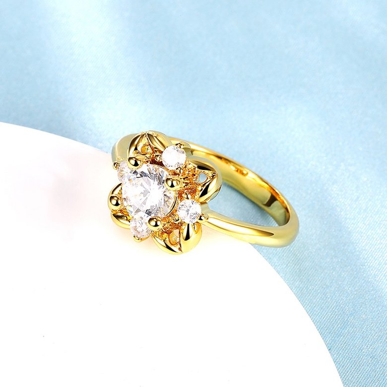 Wholesale Trendy 24K Gold White CZ Ring TGGPR883 2