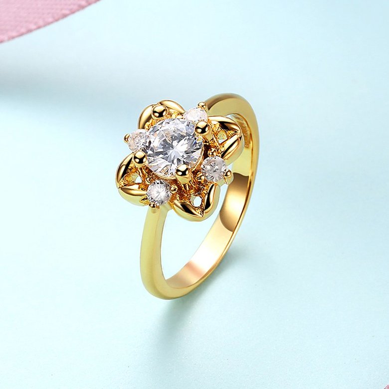 Wholesale Trendy 24K Gold White CZ Ring TGGPR883 3