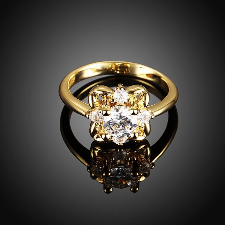 Wholesale Trendy 24K Gold White CZ Ring TGGPR883 4