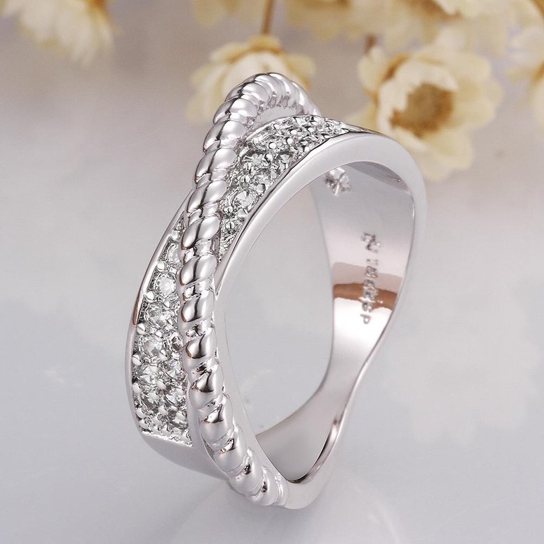 Wholesale Classic Platinum Round White CZ Ring TGGPR998 1