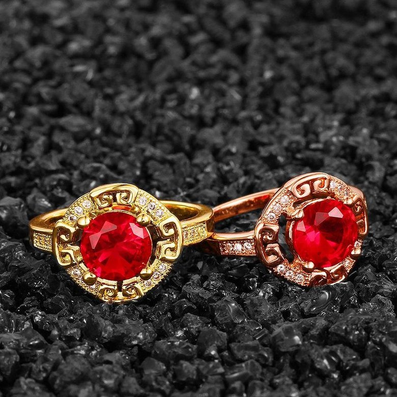 Wholesale Romantic Rose Gold Round Red CZ Ring TGGPR1143 1