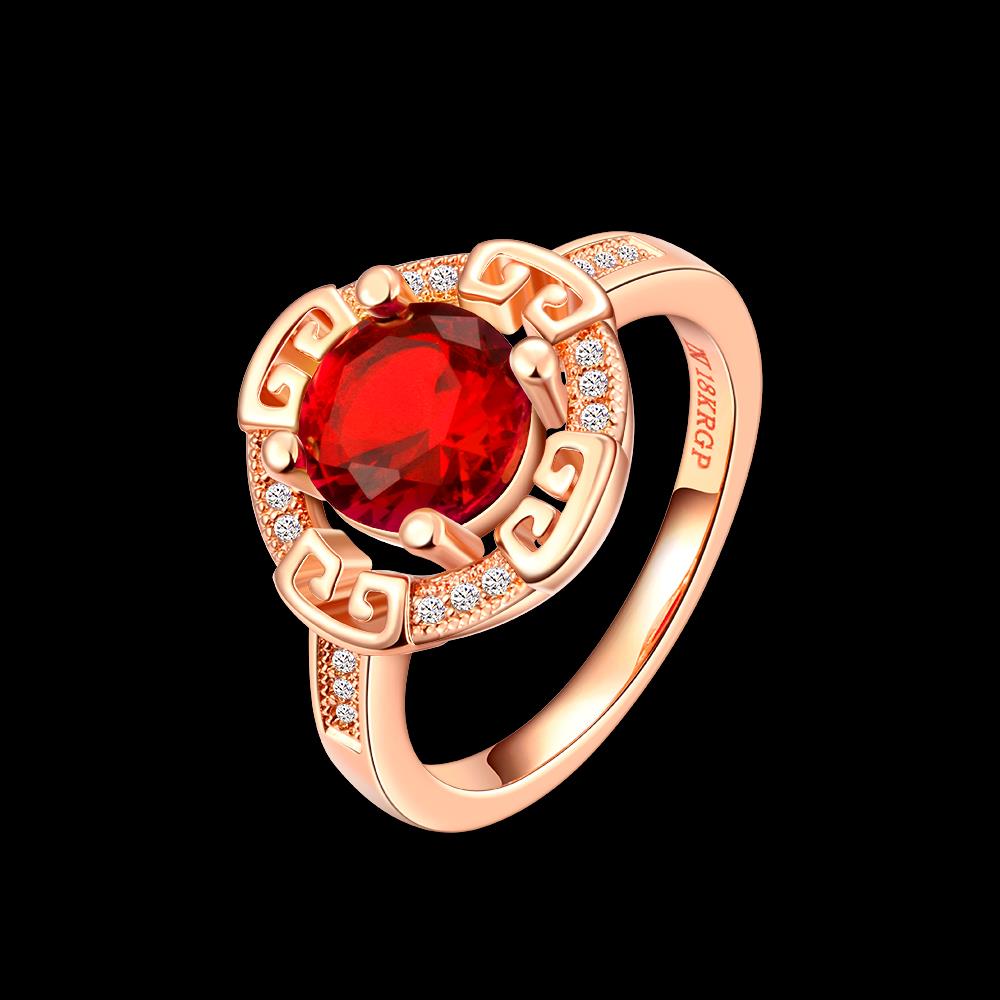 Wholesale Romantic Rose Gold Round Red CZ Ring TGGPR1143 2