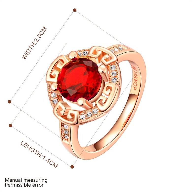 Wholesale Romantic Rose Gold Round Red CZ Ring TGGPR1143 3