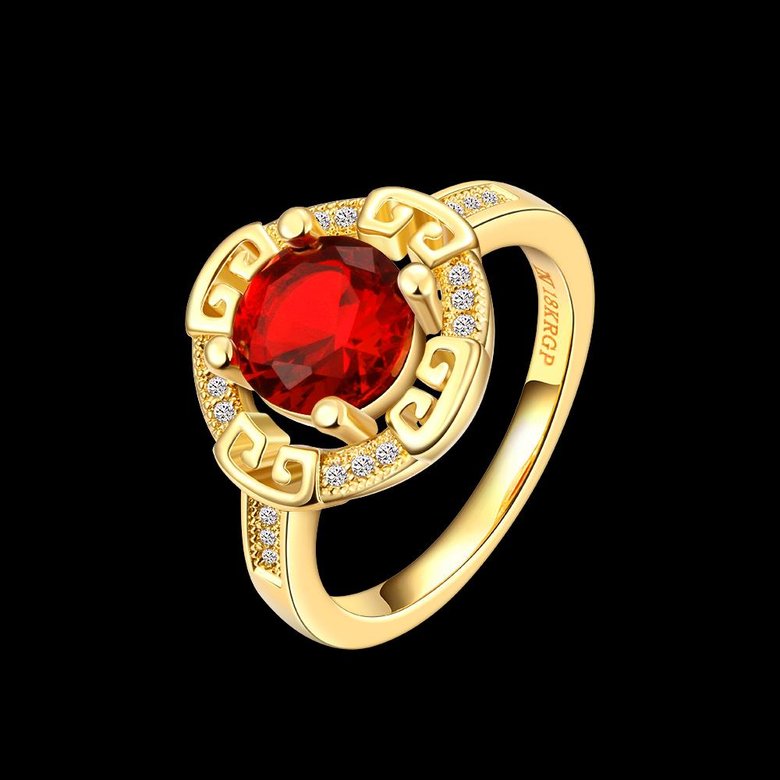 Wholesale Romantic 24K Gold Round Red CZ Ring TGGPR1150 0