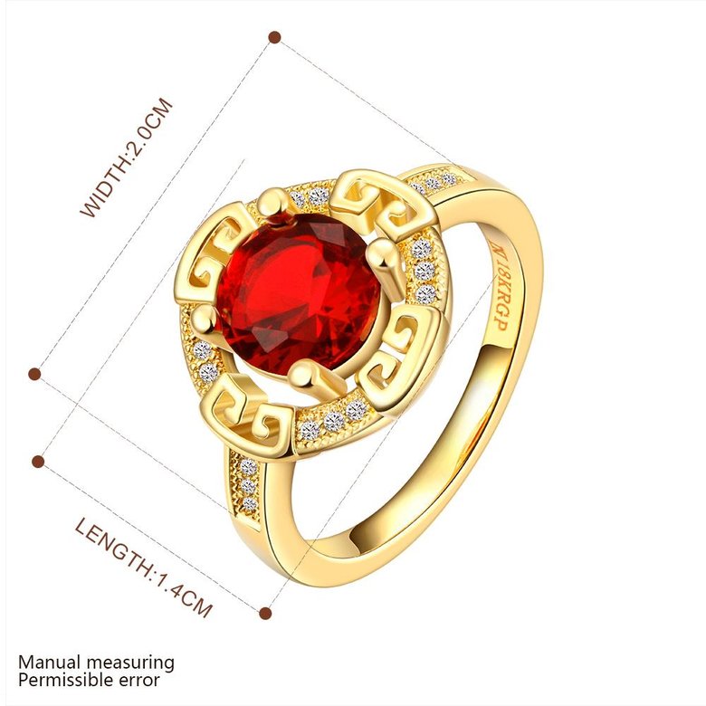 Wholesale Romantic 24K Gold Round Red CZ Ring TGGPR1150 1