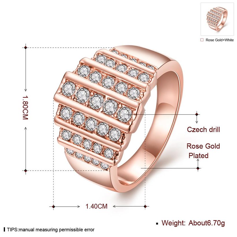 Wholesale Classic Rose Gold Geometric White Rhinestone Ring TGGPR1247 0