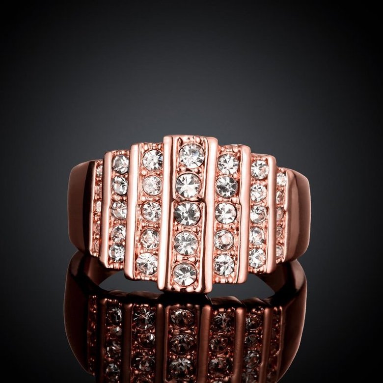 Wholesale Classic Rose Gold Geometric White Rhinestone Ring TGGPR1247 2