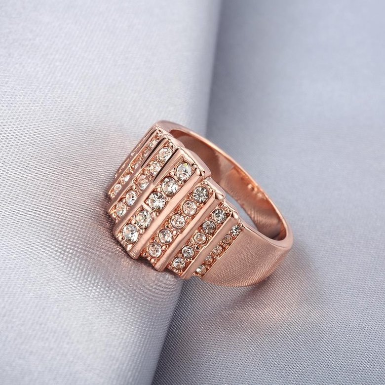 Wholesale Classic Rose Gold Geometric White Rhinestone Ring TGGPR1247 3