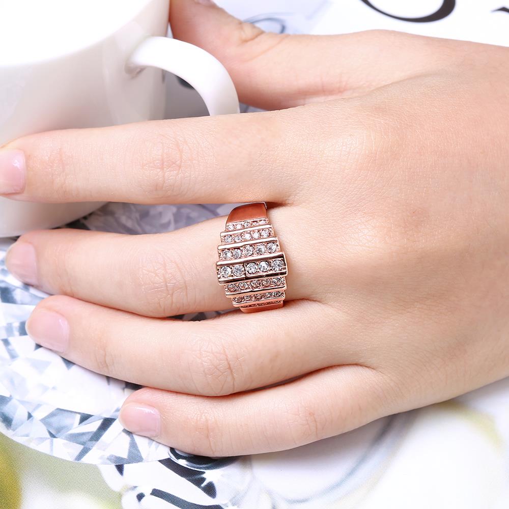 Wholesale Classic Rose Gold Geometric White Rhinestone Ring TGGPR1247 5