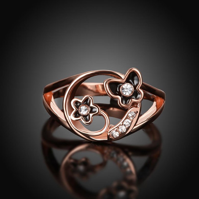 Wholesale Romantic Rose Gold Plant White Rhinestone Ring TGGPR1260 1