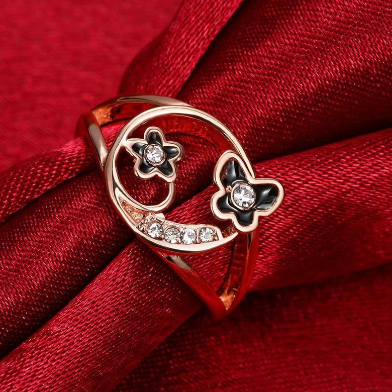 Wholesale Romantic Rose Gold Plant White Rhinestone Ring TGGPR1260 3