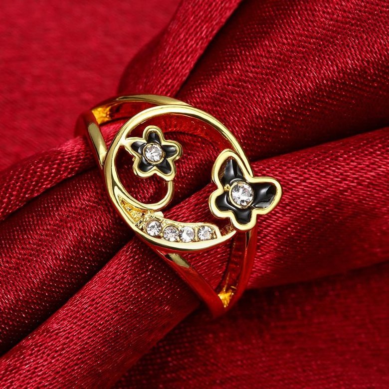 Wholesale Romantic 24K Gold Plant White Rhinestone Ring TGGPR1266 0