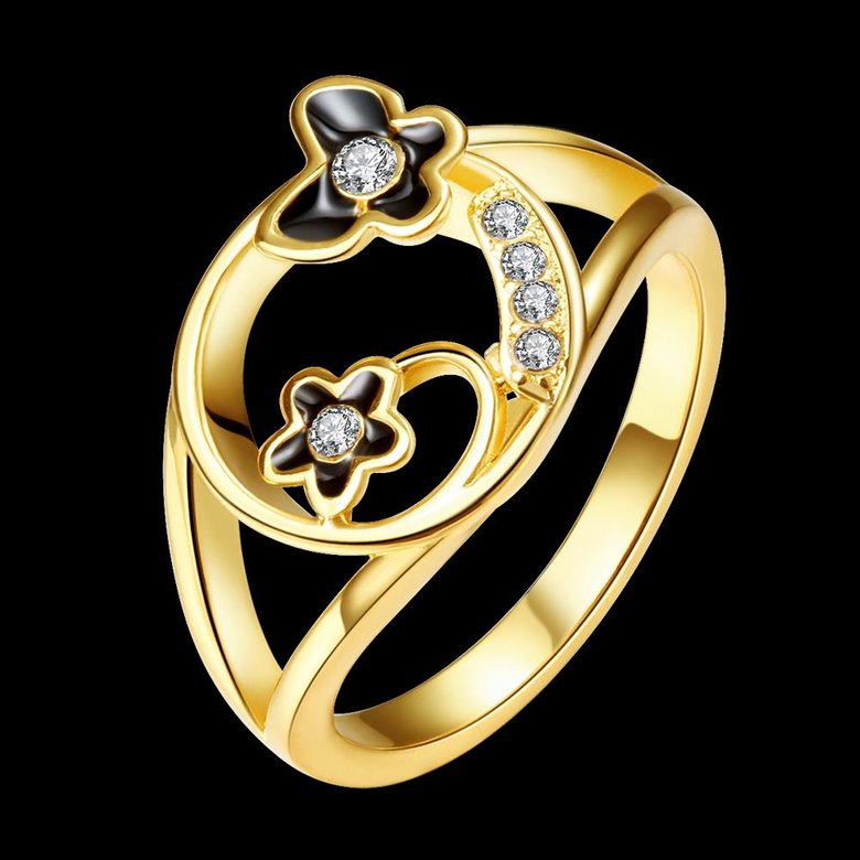 Wholesale Romantic 24K Gold Plant White Rhinestone Ring TGGPR1266 2