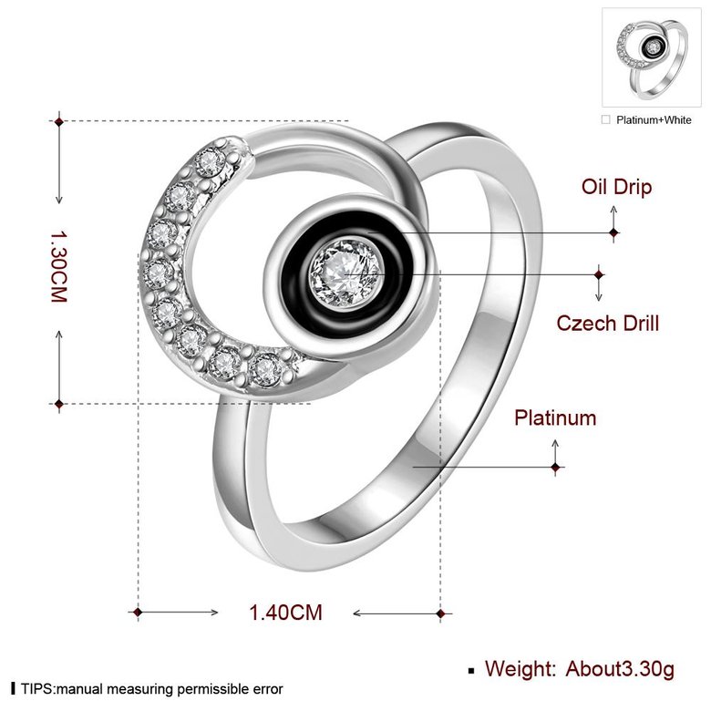 Wholesale Classic Platinum Round White Rhinestone Ring TGGPR1272 1