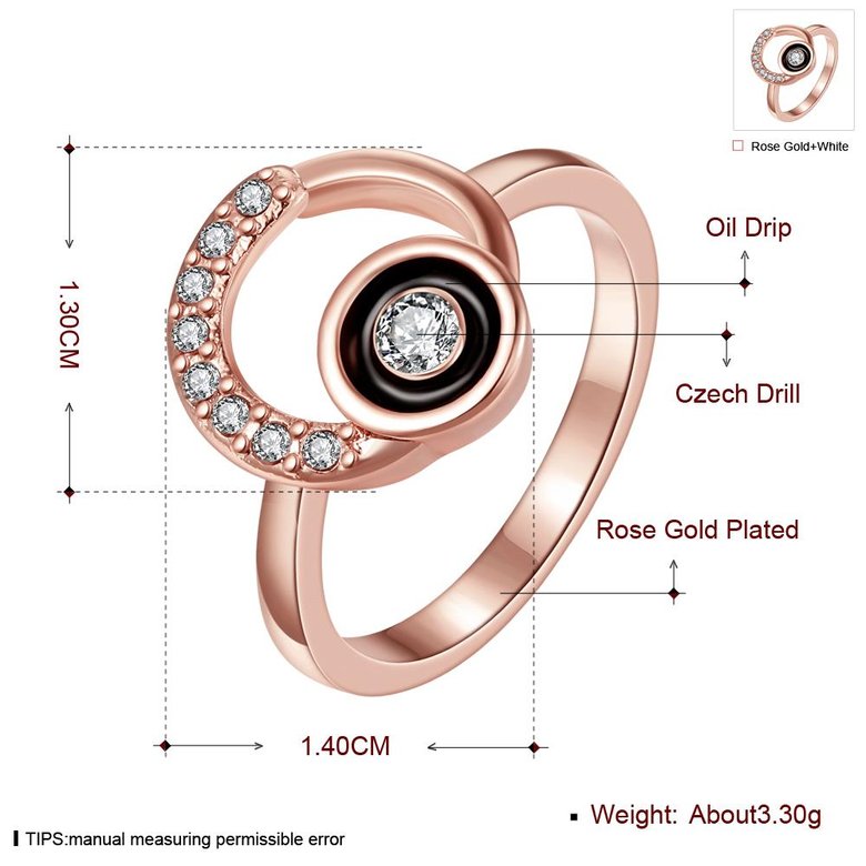 Wholesale Classic Rose Gold Round White Rhinestone Ring TGGPR1284 1