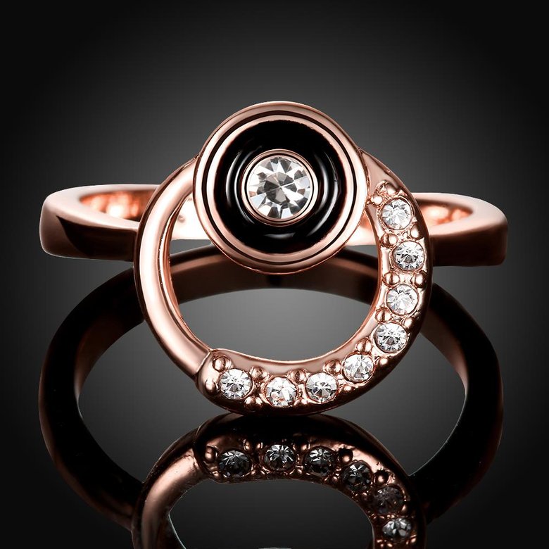 Wholesale Classic Rose Gold Round White Rhinestone Ring TGGPR1284 2