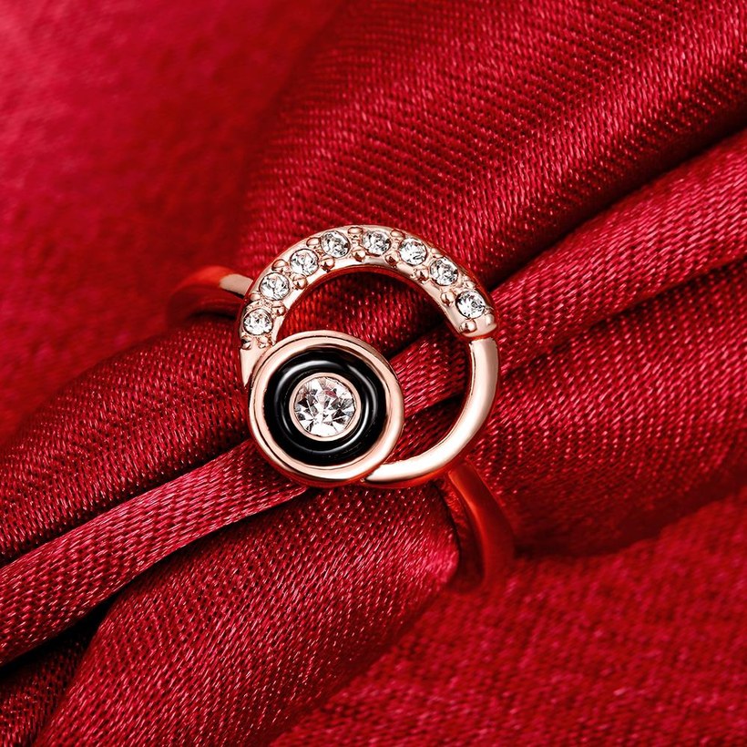 Wholesale Classic Rose Gold Round White Rhinestone Ring TGGPR1284 4