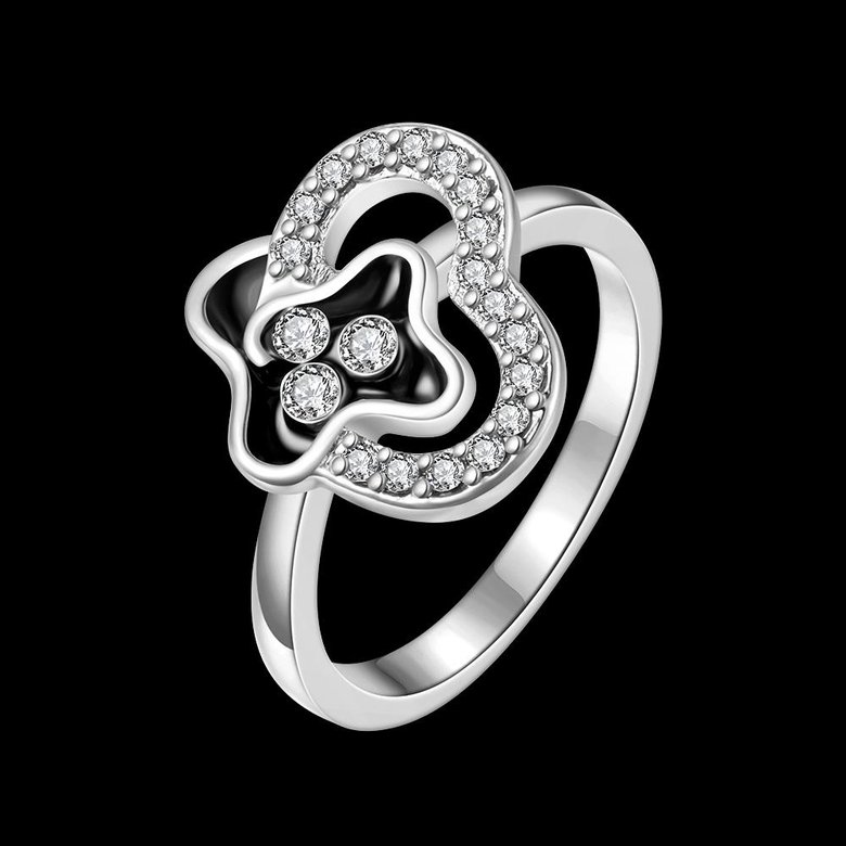 Wholesale Punk Platinum Plant White Rhinestone Ring TGGPR1331 0