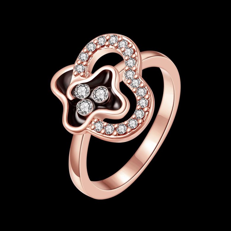 Wholesale Punk Rose Gold Plant White Rhinestone Ring TGGPR1337 0