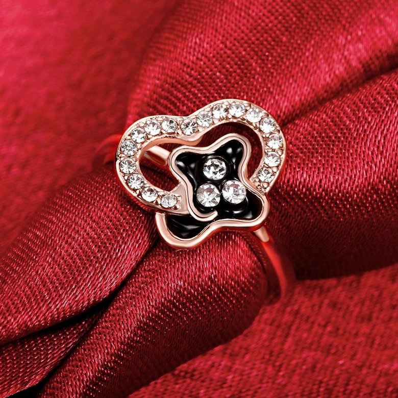 Wholesale Punk Rose Gold Plant White Rhinestone Ring TGGPR1337 4