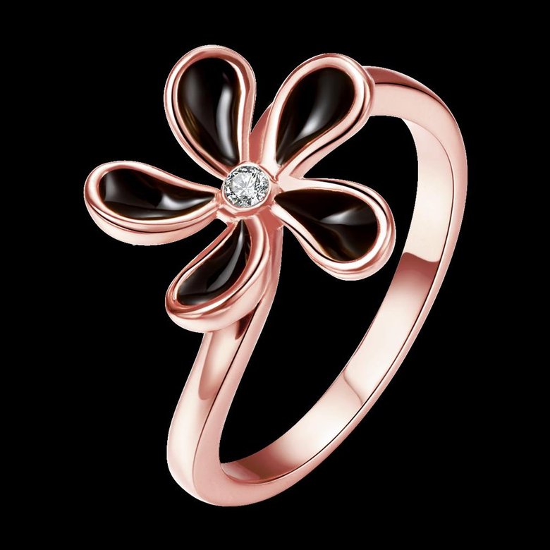 Wholesale Romantic Rose Gold Plant White Rhinestone Ring TGGPR1383 0