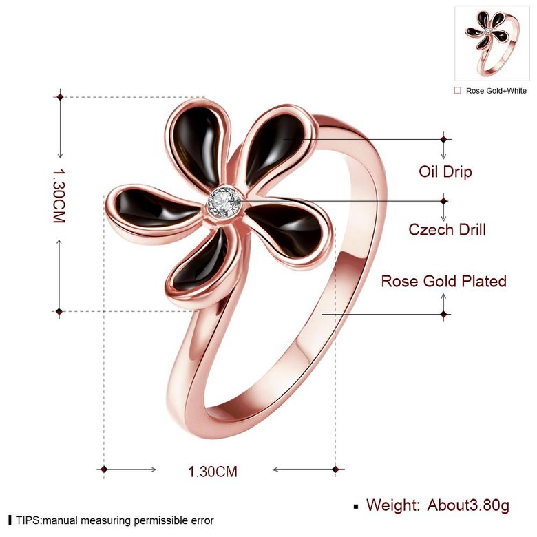 Wholesale Romantic Rose Gold Plant White Rhinestone Ring TGGPR1383 1