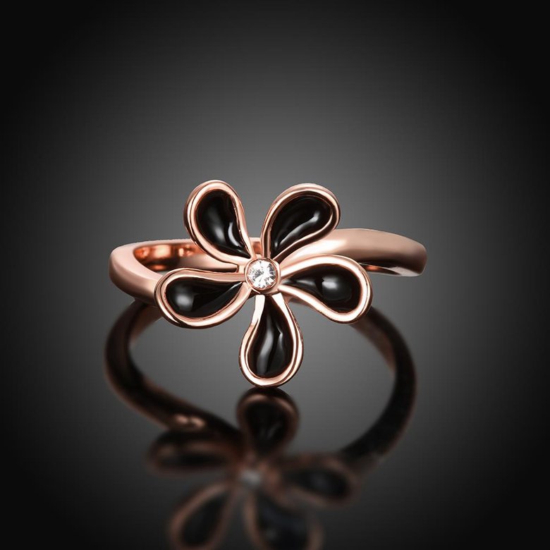 Wholesale Romantic Rose Gold Plant White Rhinestone Ring TGGPR1383 2