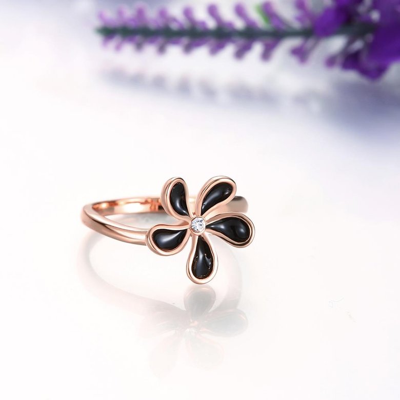 Wholesale Romantic Rose Gold Plant White Rhinestone Ring TGGPR1383 3