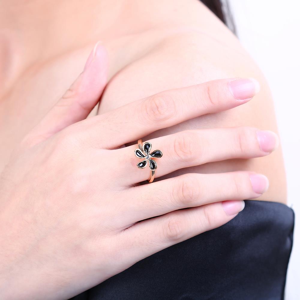 Wholesale Romantic Rose Gold Plant White Rhinestone Ring TGGPR1383 5