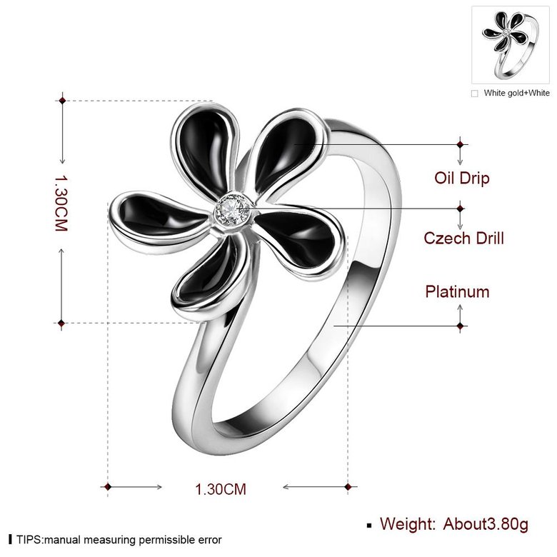 Wholesale Romantic Platinum Plant White Rhinestone Ring TGGPR1387 0