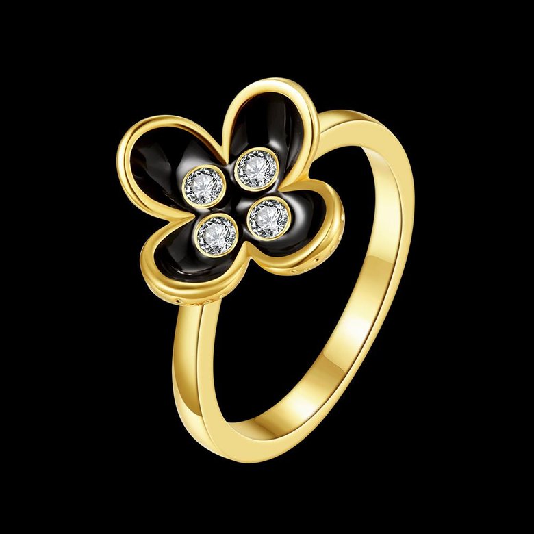 Wholesale Bohemia 24K Gold Plant White Rhinestone Ring TGGPR1392 2