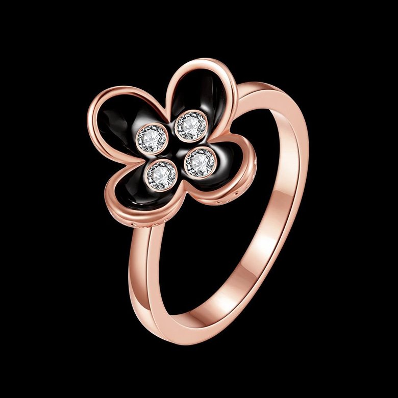 Wholesale Bohemia Rose Gold Plant White Rhinestone Ring TGGPR1398 1