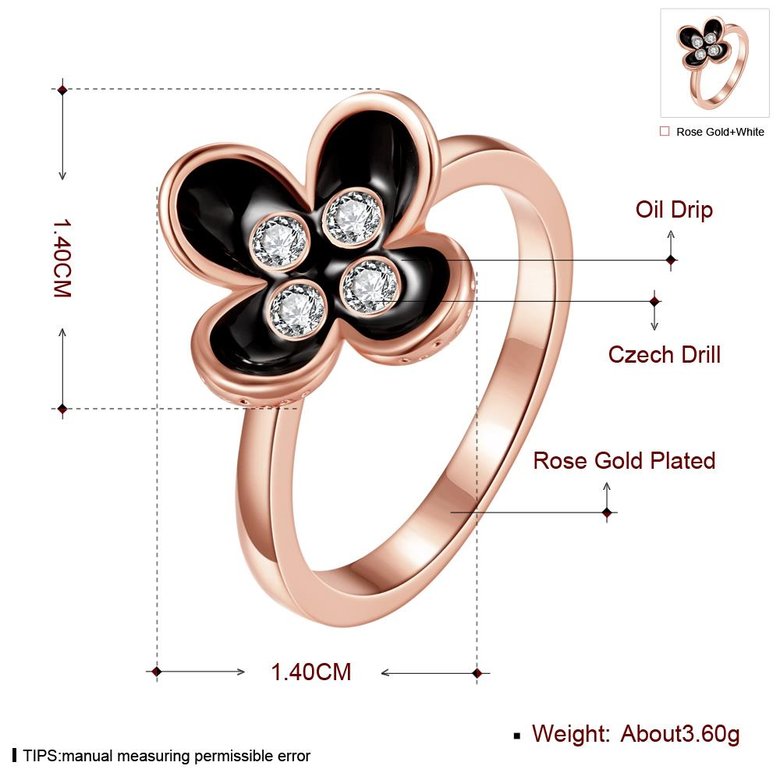 Wholesale Bohemia Rose Gold Plant White Rhinestone Ring TGGPR1398 2