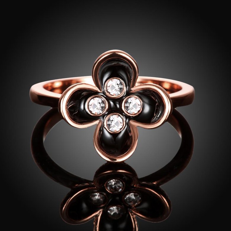 Wholesale Bohemia Rose Gold Plant White Rhinestone Ring TGGPR1398 3