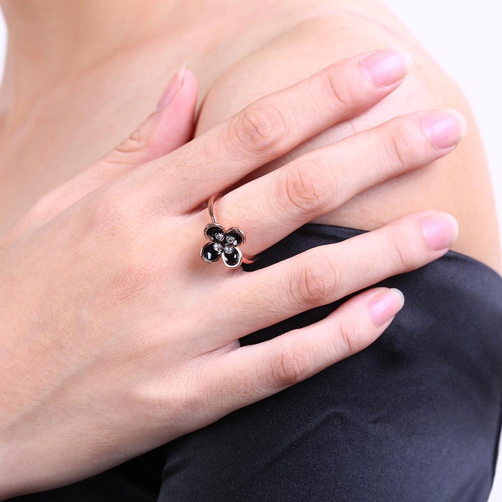 Wholesale Bohemia Rose Gold Plant White Rhinestone Ring TGGPR1398 5