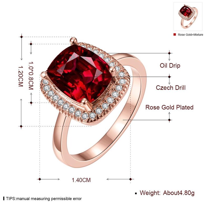 Wholesale Classic Rose Gold Geometric Multicolor CZ Ring TGGPR1443 1