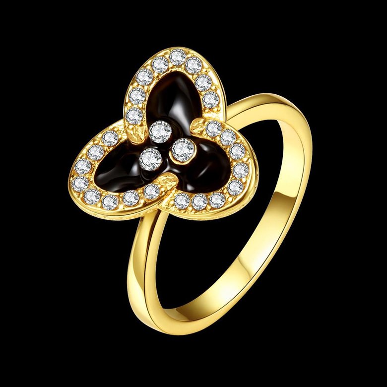 Wholesale Romantic 24K Gold Plant White Rhinestone Ring TGGPR1457 0