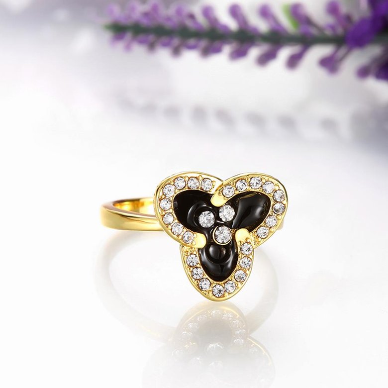 Wholesale Romantic 24K Gold Plant White Rhinestone Ring TGGPR1457 1