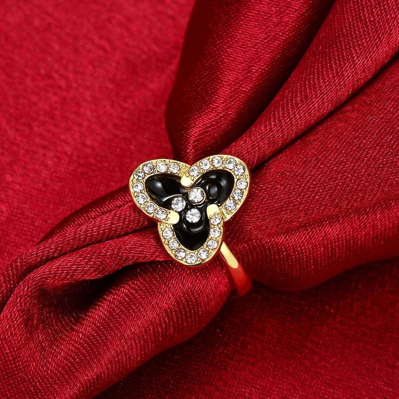 Wholesale Romantic 24K Gold Plant White Rhinestone Ring TGGPR1457 2