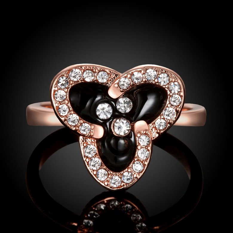 Wholesale Romantic Rose Gold Plant White Rhinestone Ring TGGPR1464 3