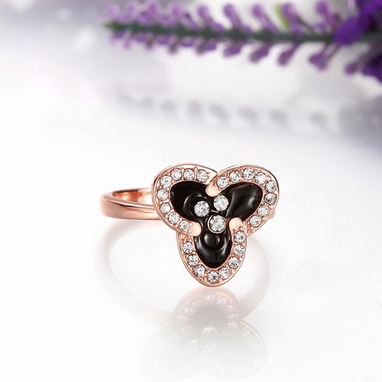 Wholesale Romantic Rose Gold Plant White Rhinestone Ring TGGPR1464 4