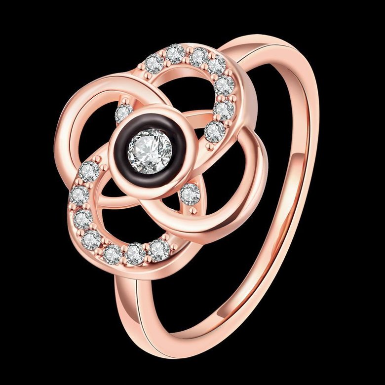 Wholesale Classic Rose Gold Plant White Rhinestone Ring TGGPR1500 0