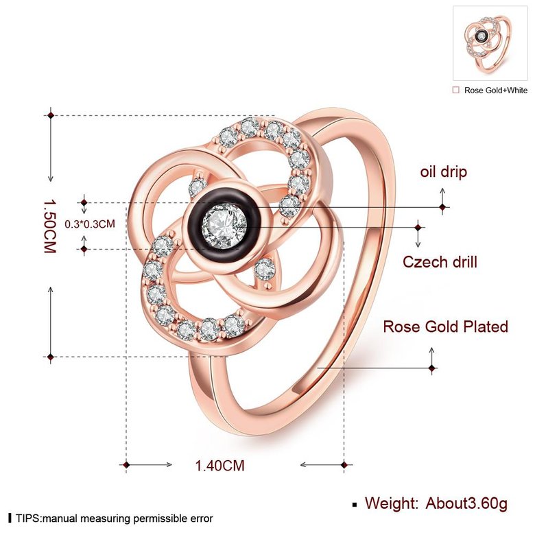 Wholesale Classic Rose Gold Plant White Rhinestone Ring TGGPR1500 1