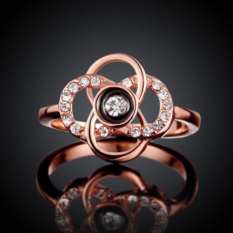 Wholesale Classic Rose Gold Plant White Rhinestone Ring TGGPR1500 2