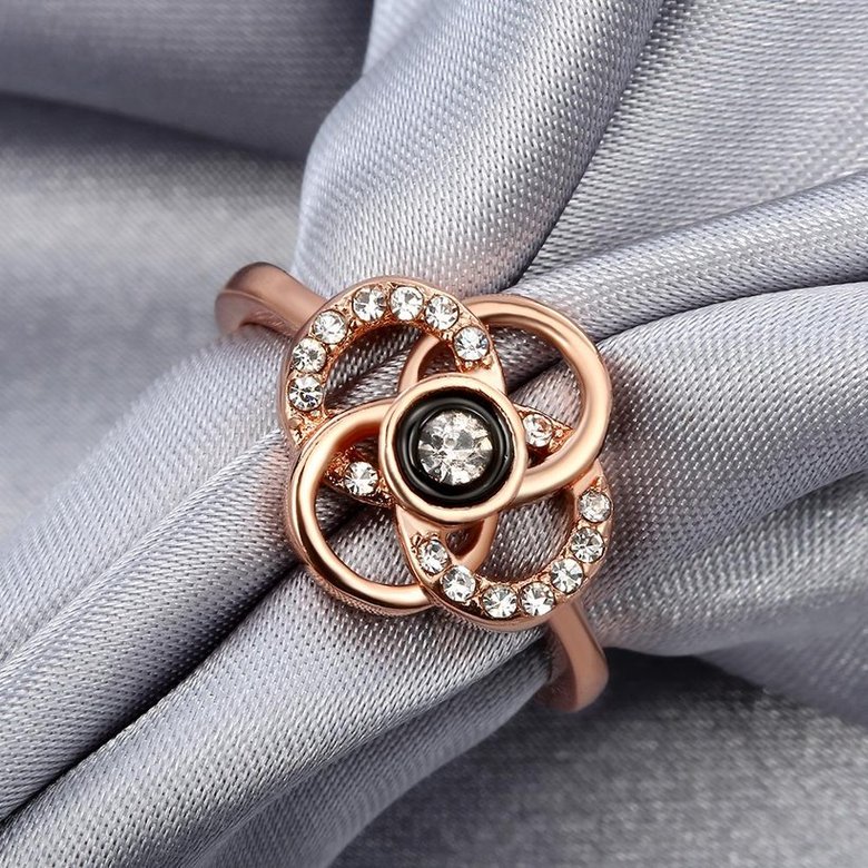 Wholesale Classic Rose Gold Plant White Rhinestone Ring TGGPR1500 4