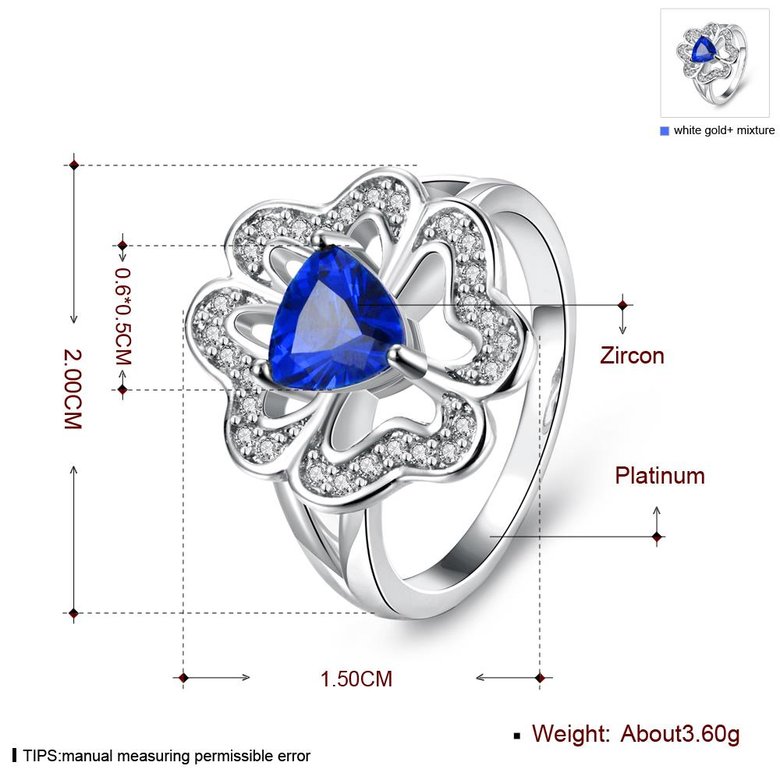 Wholesale Classic Platinum Plant White Rhinestone flower Ring For Women Temperament Jewelry Accessories Gift TGGPR206 0